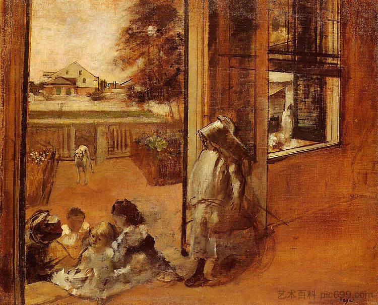 家门口的孩子 Children on a Doorstep (1872)，埃德加·德加