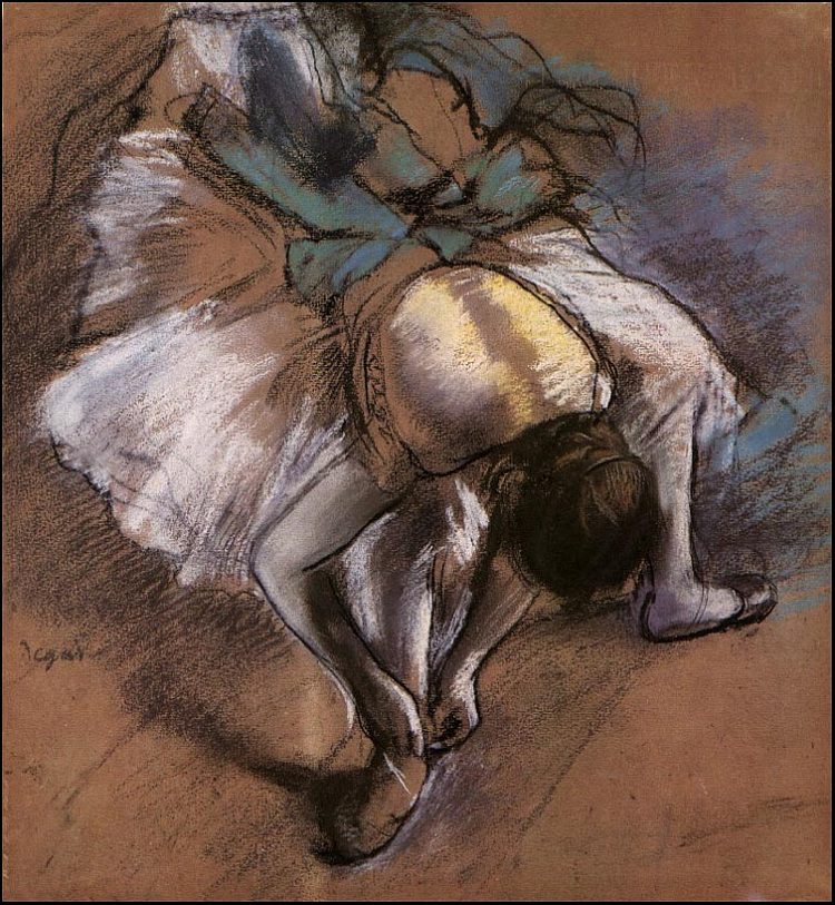 舞者在调整她的拖鞋 Dancer Adjusting Her Slipper (1880 - 1885)，埃德加·德加