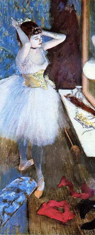 舞者在她的更衣室 Dancer in Her Dressing Room (c.1879)，埃德加·德加