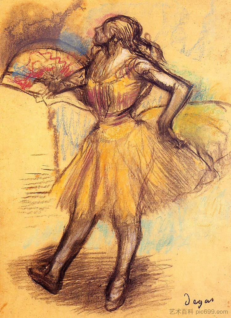 拿着扇子的舞者(研究) Dancer with a Fan (study) (c.1895 - c.1900)，埃德加·德加