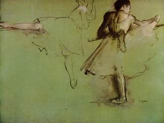 芭蕾舞者（书房） Dancers at the Barre (study) (1876 – 1877)，埃德加·德加