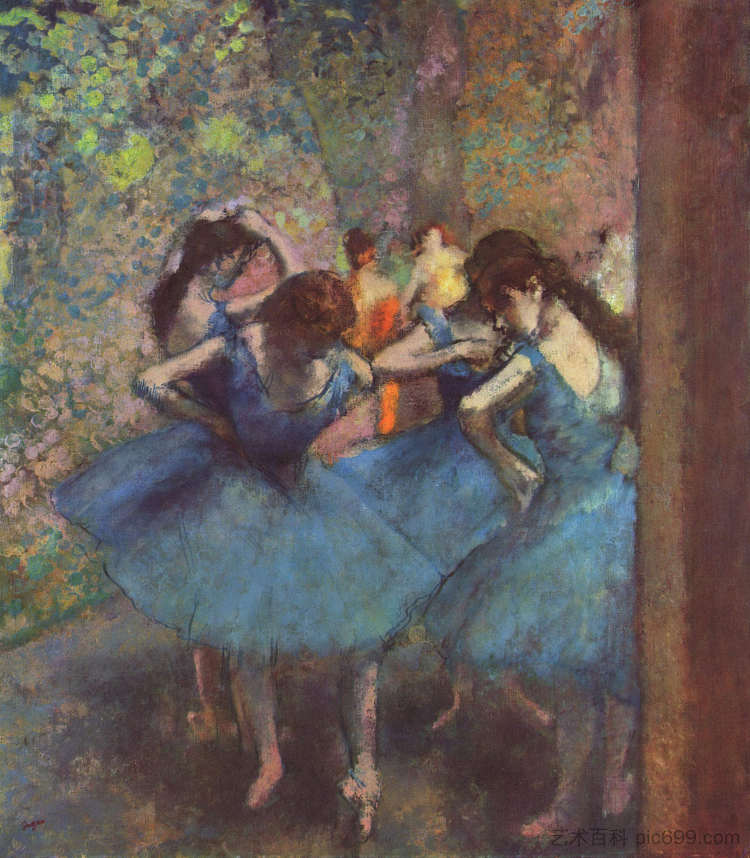 蓝衣舞者 Dancers in Blue (1895)，埃德加·德加