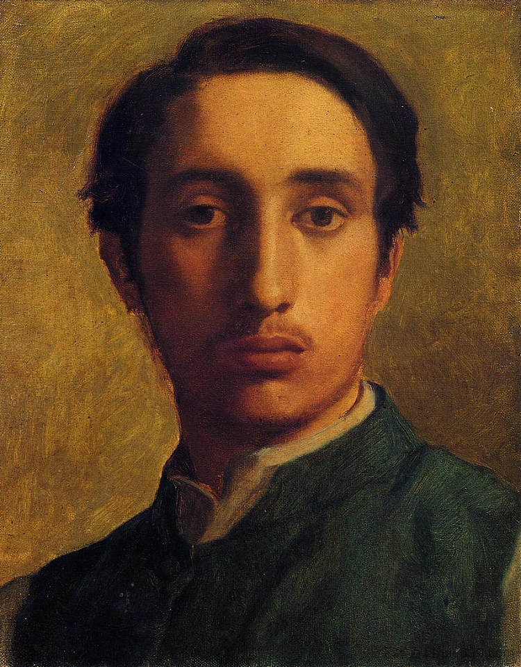 穿着绿色夹克的德加 Degas in a Green Jacket (1855 - 1856),埃德加·德加