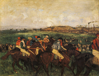 开始前的绅士们骑师 Gentlemen Jockeys before the Start (1862)，埃德加·德加