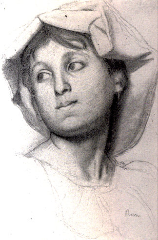 一个年轻的罗马女孩的头 Head of a Young Roman Girl (1856)，埃德加·德加