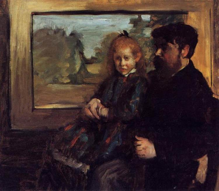 亨利·鲁亚特和他的女儿海伦 Henri Rouart and His Daughter Helene (1871 - 1872)，埃德加·德加