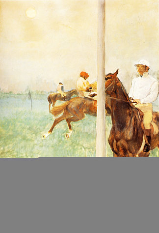 旗帜投票开始前的骑师 Jockeys before the Start with Flagpoll (1879)，埃德加·德加