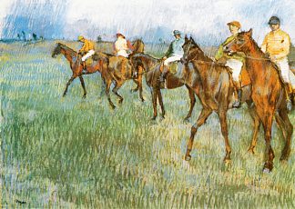 雨中的骑师 Jockeys in the Rain (1886)，埃德加·德加