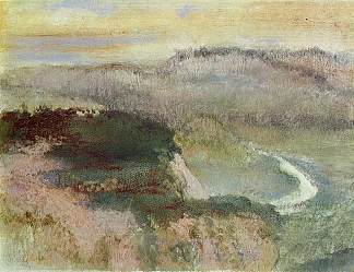 山水景观 Landscape with Hills (1890)，埃德加·德加
