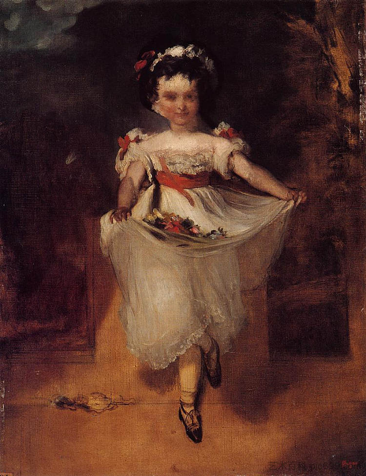 围裙里拎着鲜花的小女孩 Little Girl Carrying Flowers in Her Apron (c.1860 - c.1862)，埃德加·德加