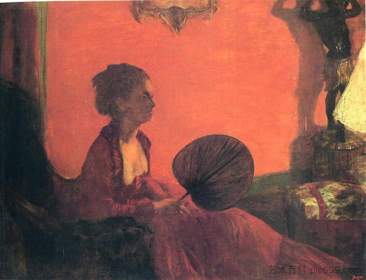 加缪夫人拿着扇子 Madame Camus with a Fan (1870)，埃德加·德加