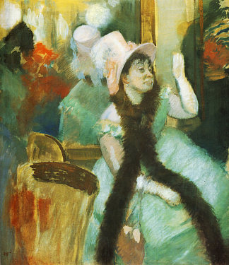 化装舞会后的肖像（迪茨·莫宁夫人的肖像） Portrait after a Costume Ball (Portrait of Madame Dietz Monnin) (1879)，埃德加·德加