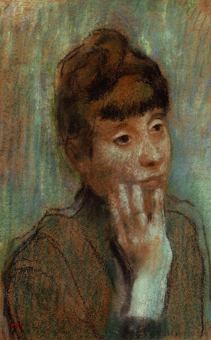 穿着绿色衬衫的女人的肖像 Portrait of a Woman Wearing a Green Blouse (c.1884)，埃德加·德加