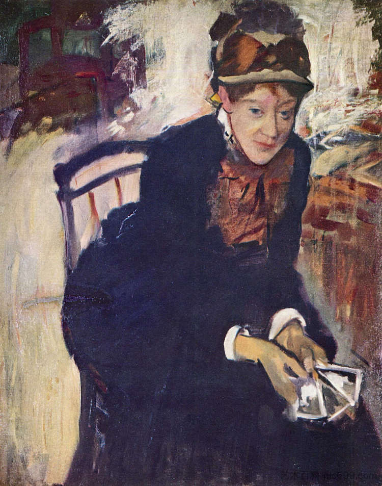 玛丽·卡萨特的肖像 Portrait of Mary Cassatt (c.1880 - c.1884)，埃德加·德加