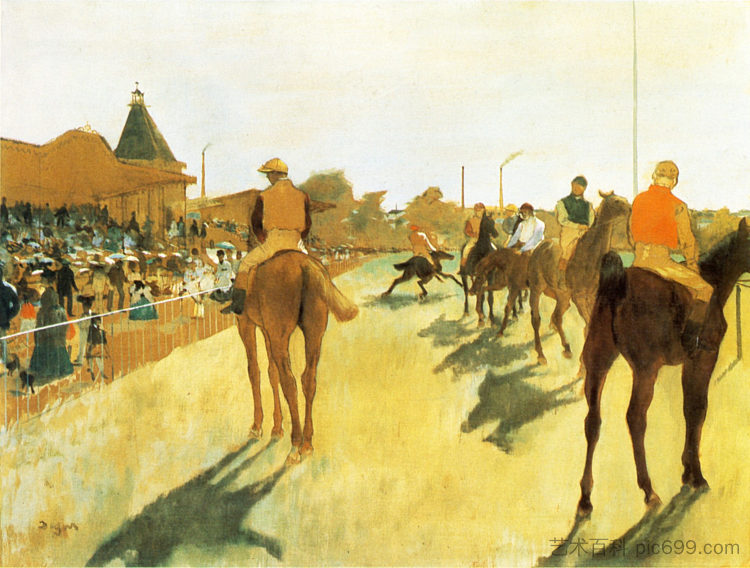 看台前的赛马 Racehorses before the Stands (1872),埃德加·德加