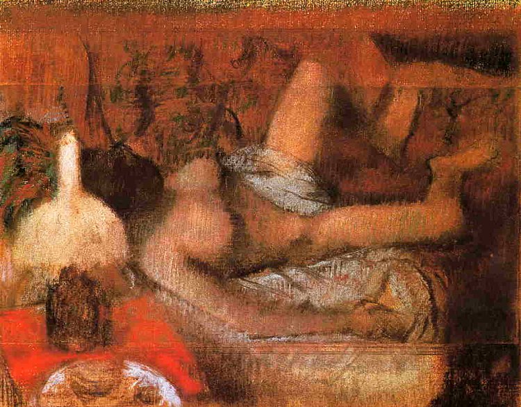 倾斜的裸体 Reclining Nude (c.1883 - c.1885)，埃德加·德加