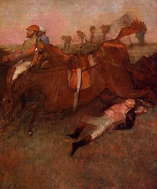 障碍赛场景 – 堕落的骑师 Scene from the Steeplechase – the Fallen Jockey (1866)，埃德加·德加