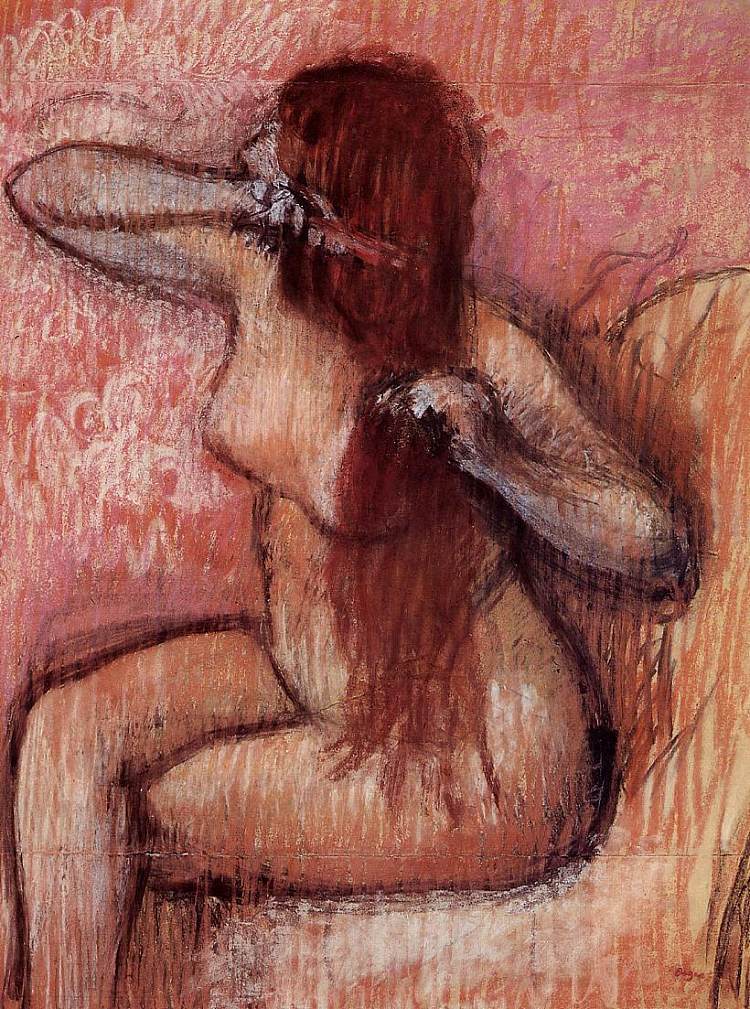Seated Nude Combing Her Hair Seated Nude Combing Her Hair (c.1887 - c.1890)，埃德加·德加