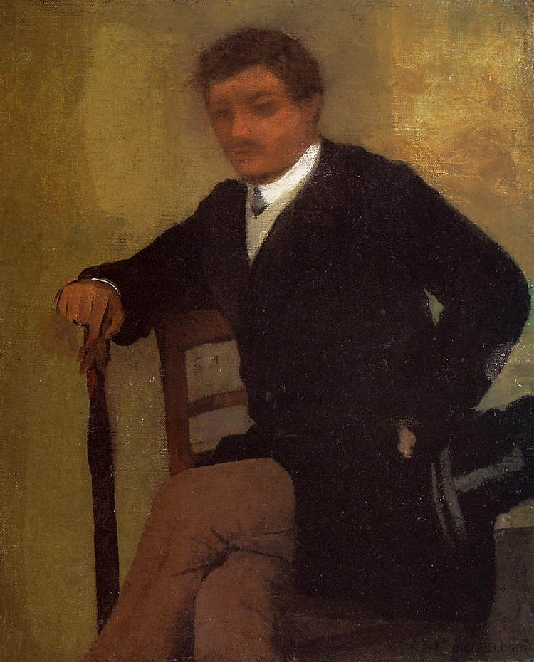 坐在夹克和雨伞的年轻人 Seated Young Man in a Jacket with an Umbrella (c.1864 - c.1868)，埃德加·德加