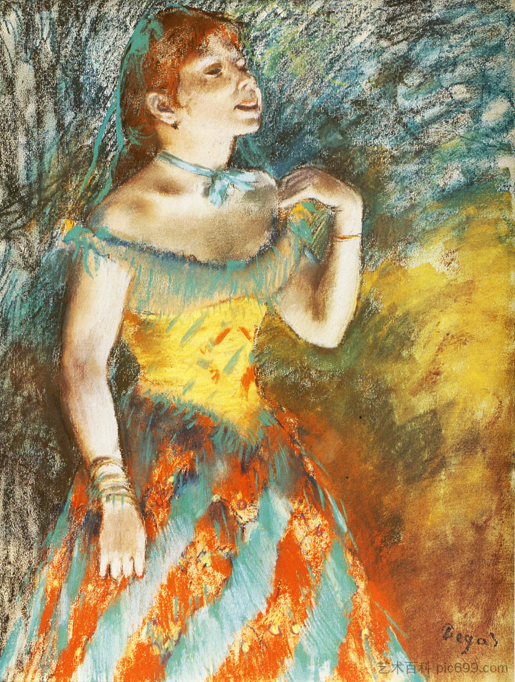 绿色歌手 Singer in Green (1884)，埃德加·德加