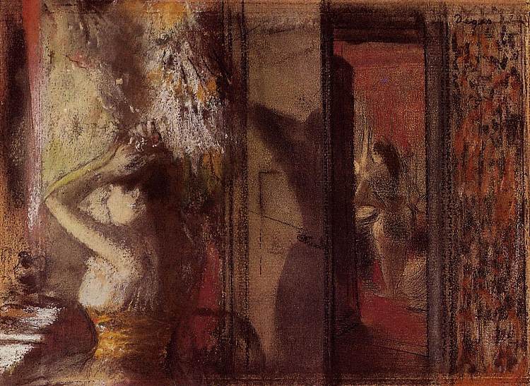 女演员化妆室 The Actresses Dressing Room (c.1885)，埃德加·德加