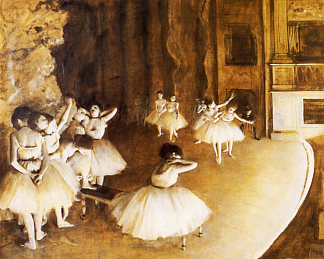 在舞台上排练芭蕾舞剧 Rehearsal of a ballet on the stage (1874)，埃德加·德加