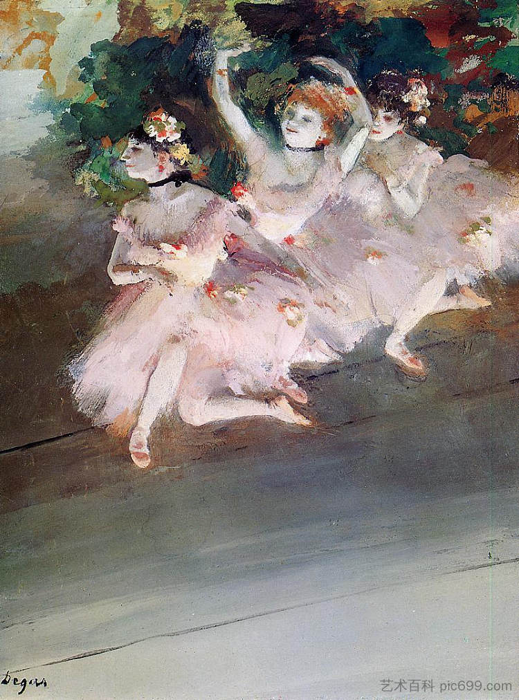 三位芭蕾舞演员 Three Ballet Dancers (1879)，埃德加·德加