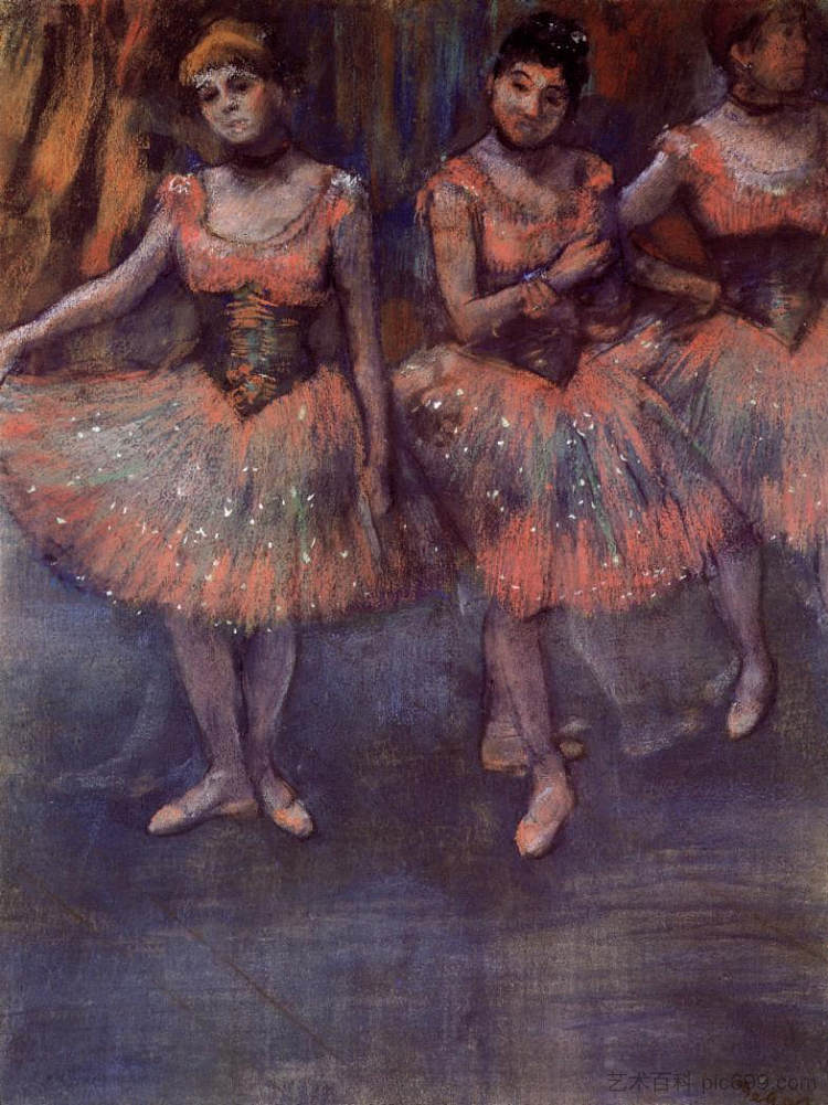运动前的三个舞者 Three Dancers before Exercise (c.1880),埃德加·德加