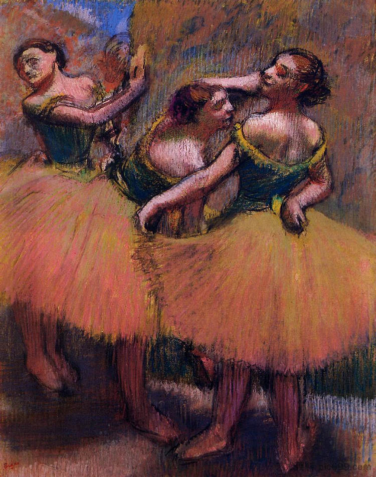 三个穿着绿衬衫的舞者 Three Dancers, Green Blouses (c.1900),埃德加·德加