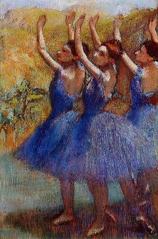三个穿紫色裙子的舞者 Three Dancers in Purple Skirts (c.1895 – c.1898)，埃德加·德加