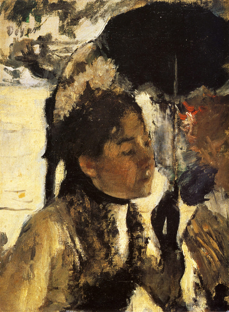 杜乐丽，拿着阳伞的女人 Tuileries, the woman with a parasol (1877)，埃德加·德加