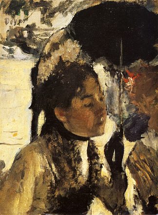 杜乐丽，拿着阳伞的女人 Tuileries, the woman with a parasol (1877)，埃德加·德加