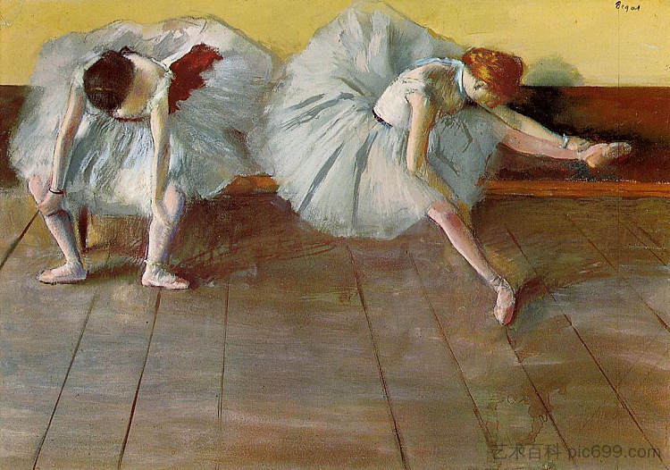 两位芭蕾舞演员 Two Ballet Dancers (c.1879),埃德加·德加