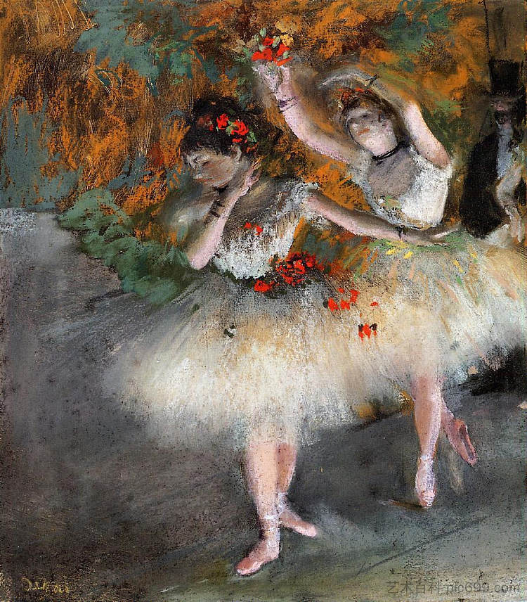 两名舞者进入舞台 Two Dancers Entering the Stage (c.1877 - c.1878),埃德加·德加