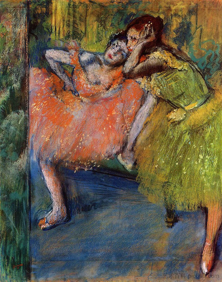 门厅里有两个舞者 Two Dancers in the Foyer (c.1901),埃德加·德加