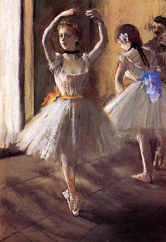 工作室里的两名舞者（舞蹈学校） Two Dancers in the Studio (Dance School) (c.1875)，埃德加·德加