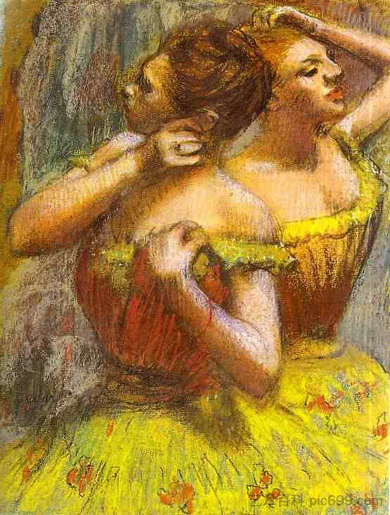 两个舞者(纸上粉彩) Two Dancers (pastel on paper) (1898 - 1899)，埃德加·德加