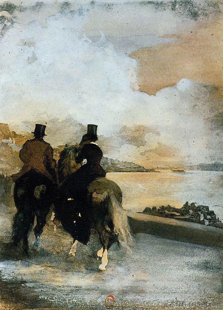 湖边的两个骑手 Two Riders by a Lake (c.1861),埃德加·德加