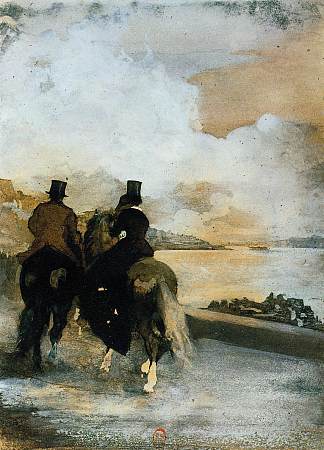 湖边的两个骑手 Two Riders by a Lake (c.1861)，埃德加·德加