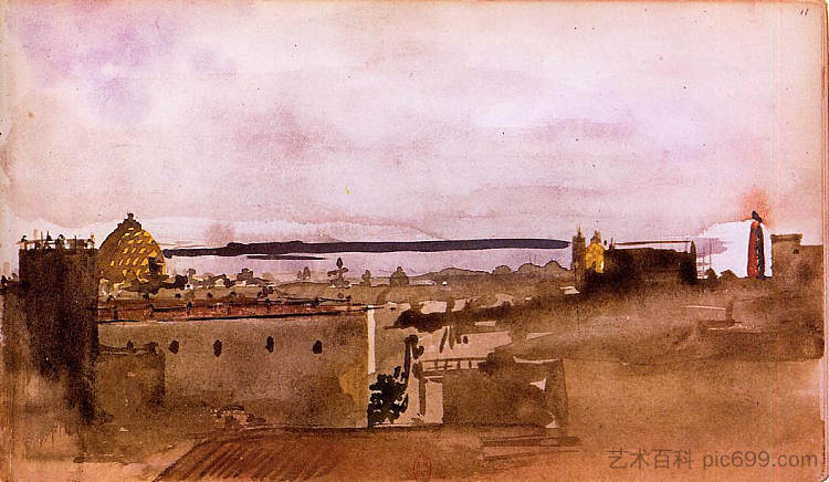 那不勒斯景观 View of Naples (1860)，埃德加·德加