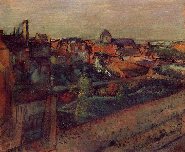 索姆河畔圣瓦莱里的景色 View of Saint-Valery-sur-Somme (c.1896 - c.1898)，埃德加·德加