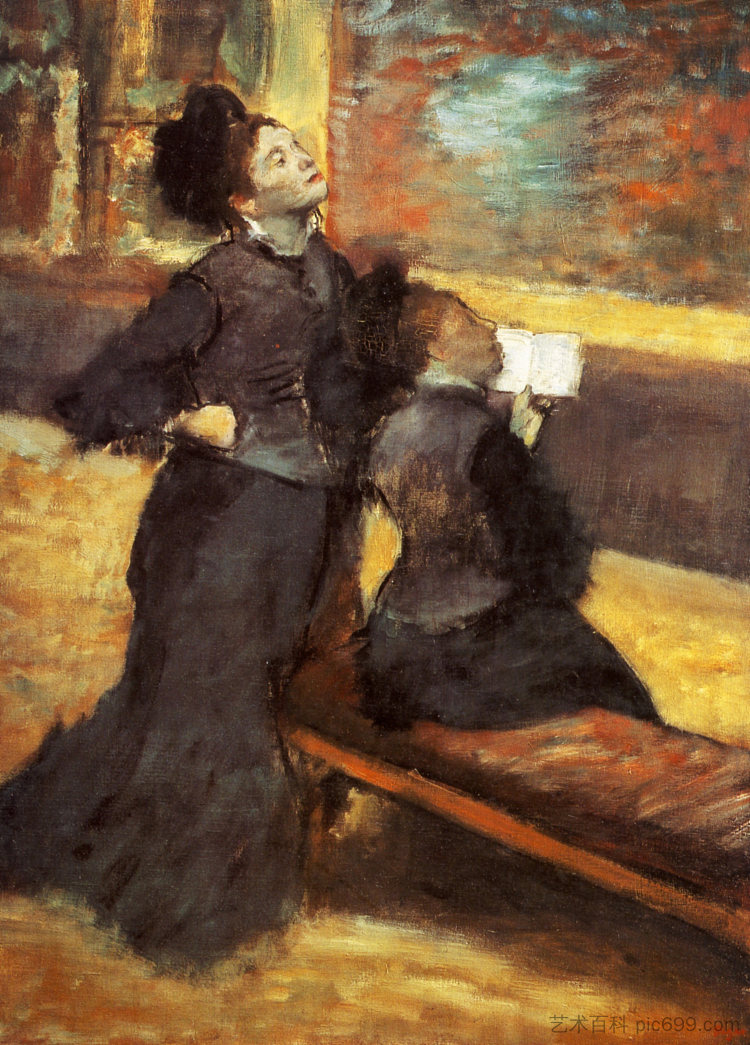 参观博物馆 Visit to a Museum (1880),埃德加·德加
