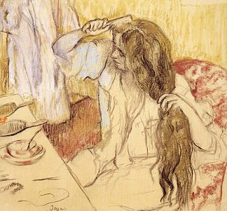 梳头的女人 Woman Brushing Her Hair (c.1889)，埃德加·德加