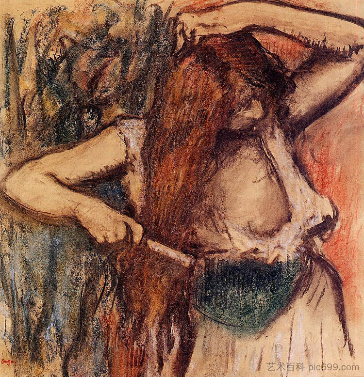 梳头的女人 Woman Combing Her Hair (c.1894),埃德加·德加