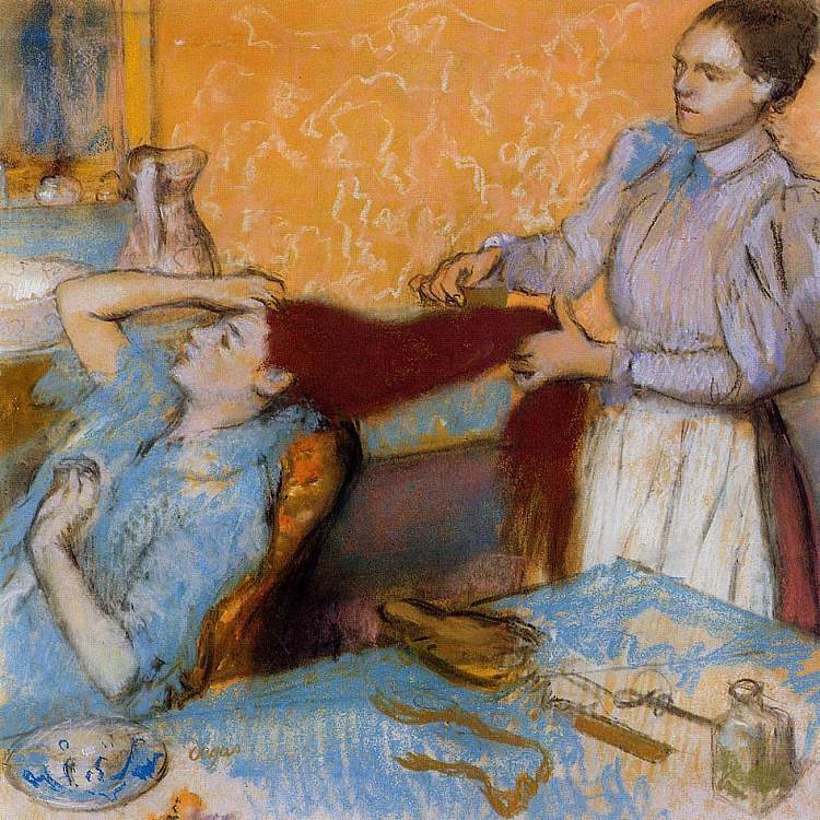 正在梳头的女人 Woman Having Her Hair Combed (c.1892 - c.1895)，埃德加·德加