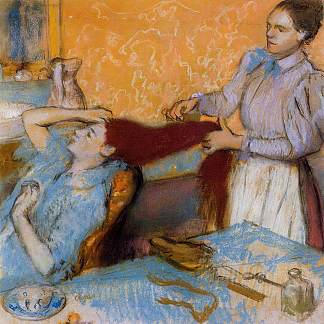正在梳头的女人 Woman Having Her Hair Combed (c.1892 – c.1895)，埃德加·德加