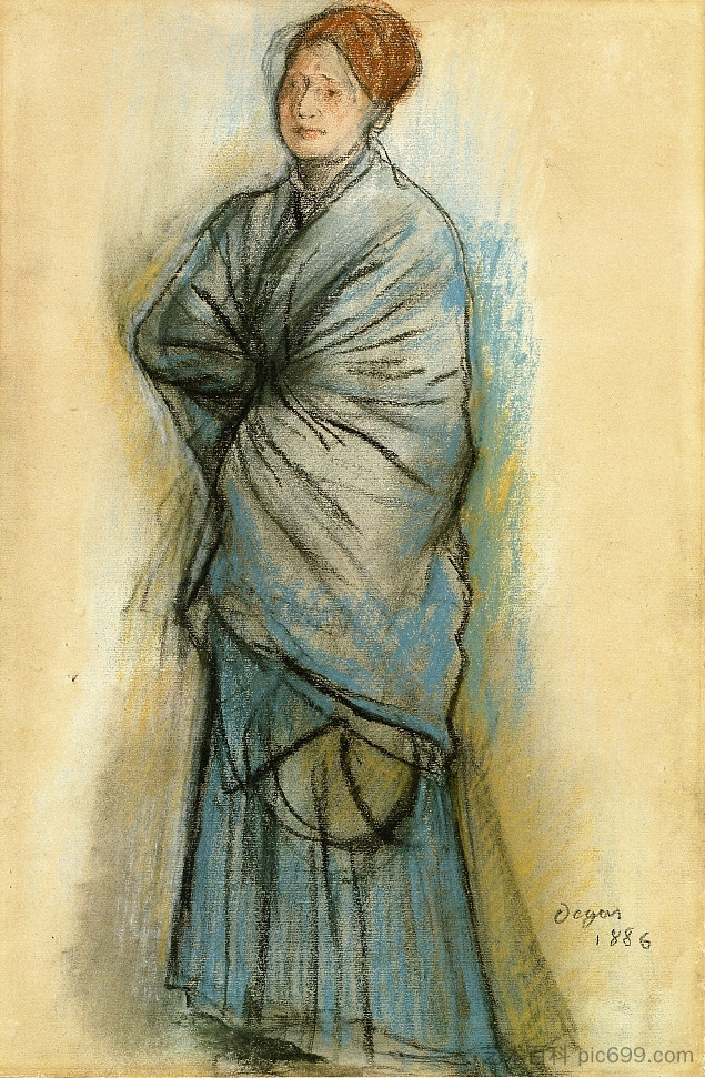 穿蓝衣的女人(海伦·鲁阿小姐肖像) Woman in Blue (Portrait of Mlle. Helene Rouart) (1886),埃德加·德加
