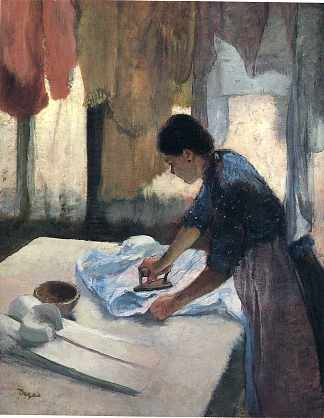 女人熨衣服 Woman Ironing (c.1887)，埃德加·德加
