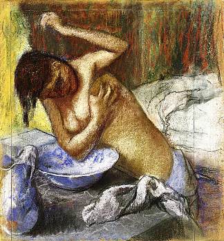 用海绵擦拭胸部的女人 Woman Sponging Her Chest (c.1892)，埃德加·德加