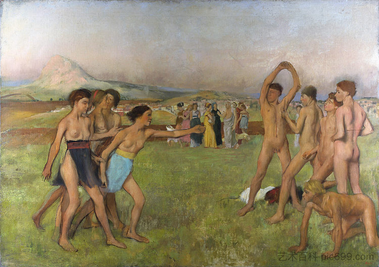 年轻的斯巴达人锻炼 Young Spartans Exercising (1860; France ),埃德加·德加